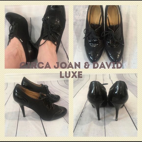 Joan & David Shoes - Circa Joan & David Luxe Patent Leather & Suede Lace-up Heels - 8.5